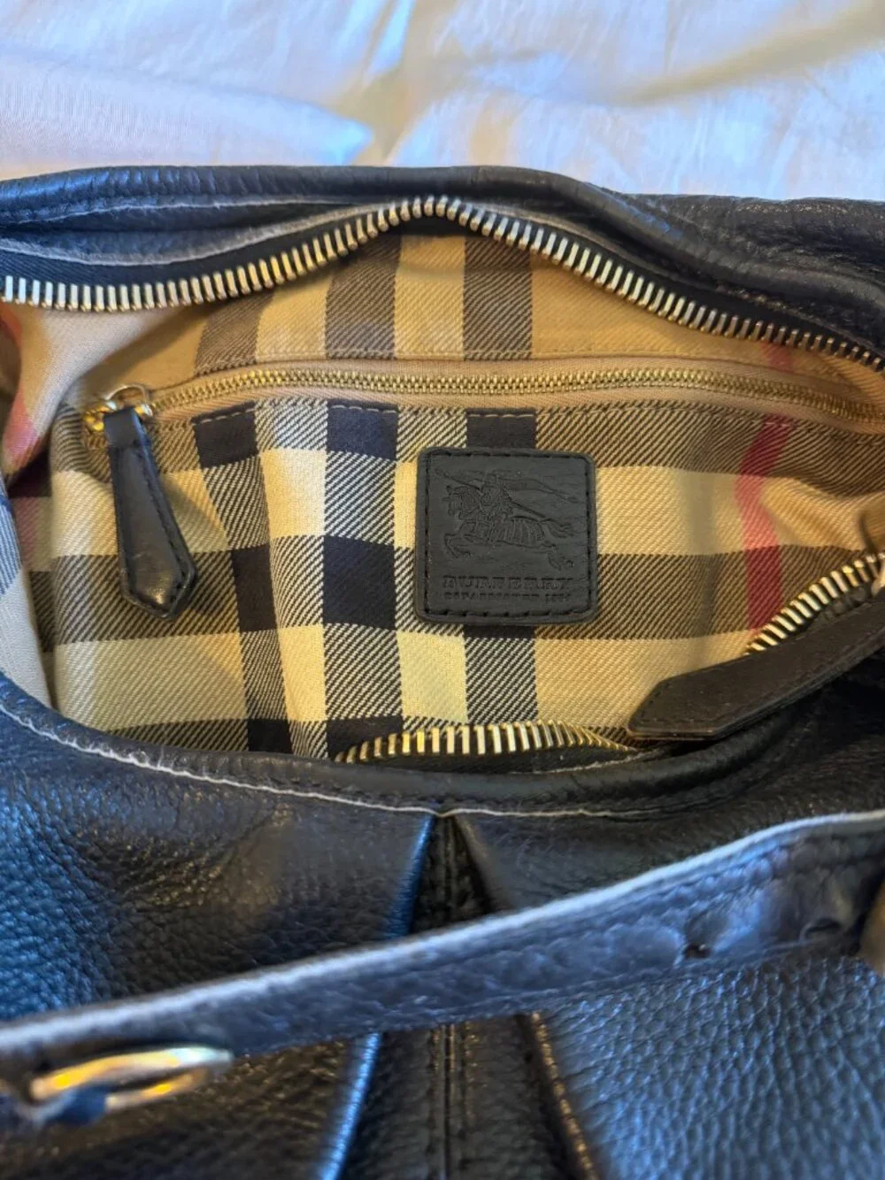 Burberry Black Leather Hobo Bag